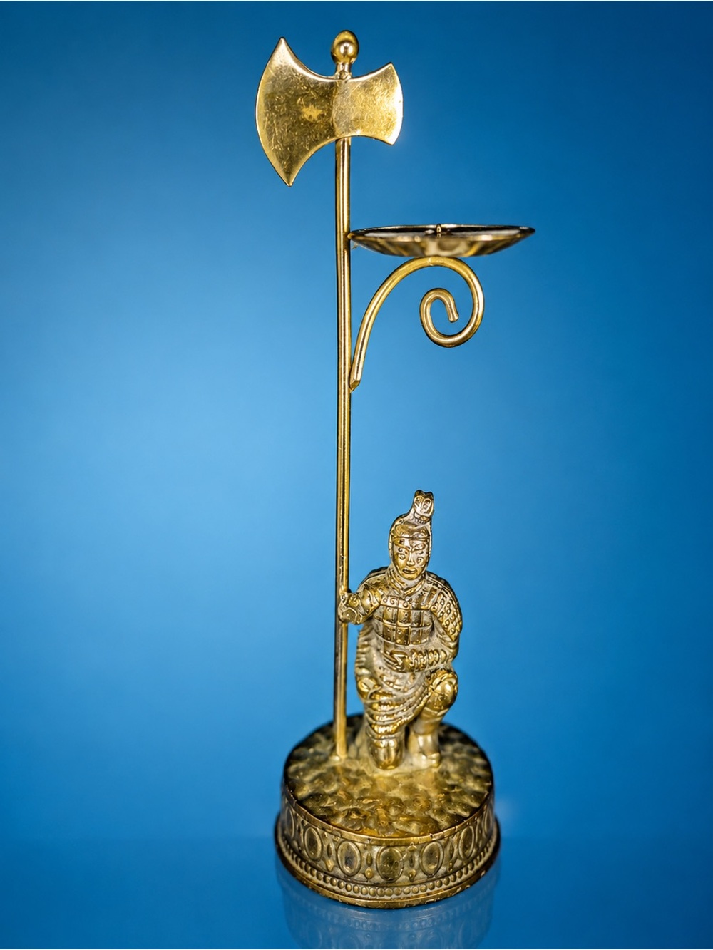 Vintage Bronze Japanese Japan Samurai Warrior Katina Ninja Patina Candle Holder